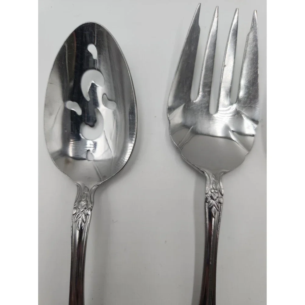 Lot of 4 SPRINGTIME Japan Stainless Silverware Flatware Serving Pieces Set Spoon